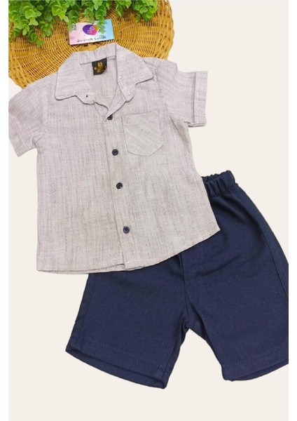 Erkek Çocuk Ince Yazlık Kısa Kollu Gömlek Saten Şortlu 2li Takım Bayramlık Takım/tam Kalıp fiyatları