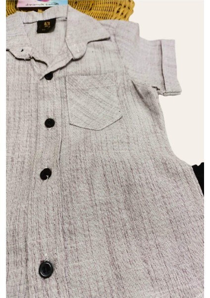 Erkek Çocuk Ince Yazlık Kısa Kollu Gömlek Saten Şortlu 2li Takım Bayramlık Takım/tam Kalıp fırsatları