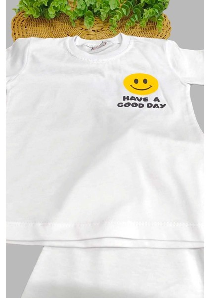 Unısex Çocuk Gülenyüz Baskılı Alt Üst 2li Takım Yazlık Ince fırsatları