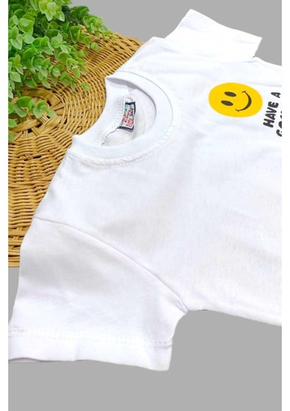 Unısex Çocuk Gülenyüz Baskılı Alt Üst 2li Takım Yazlık Ince indirimleri