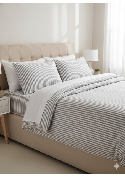 Premium %100 Pamuk Çift Kişilik Nevresim Takımı | Naturel Kumaş – Lastikli Çarşaf