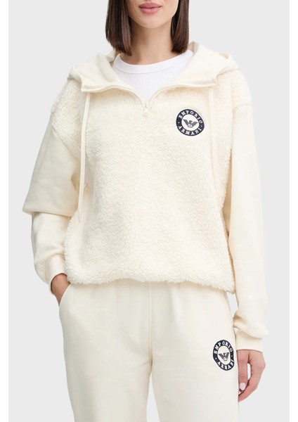 Relaxed Fit Yarım Fermuarlı Kapüşonlu Logolu Sweat Bayan Sweat EW001937 AF15363 U1054