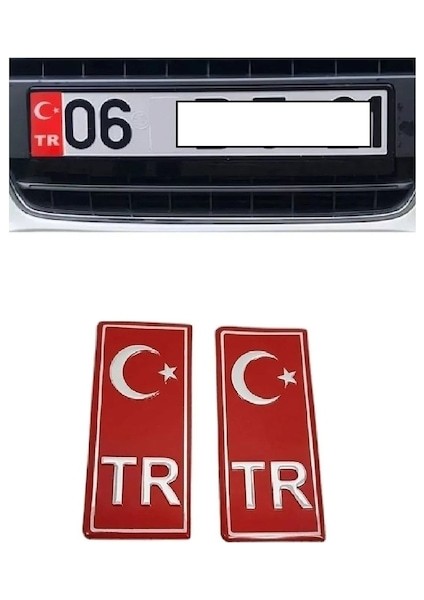 Fiat Siena Uyumlu Tr Plaka Folyo Sticker 2'li - Türkiye Plaka Pleksi Kabartma Sticker (2 Adet)