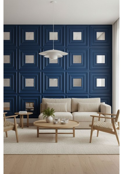 Mavi 45X45 cm Dekoratif Duvar Paneli – 6’lı Set