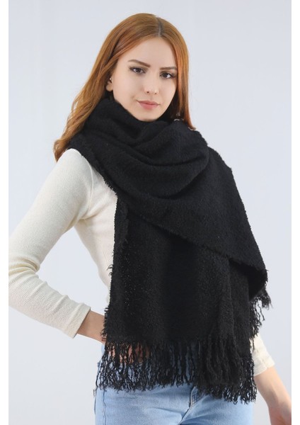 Kadın Siyah Buklet Şal