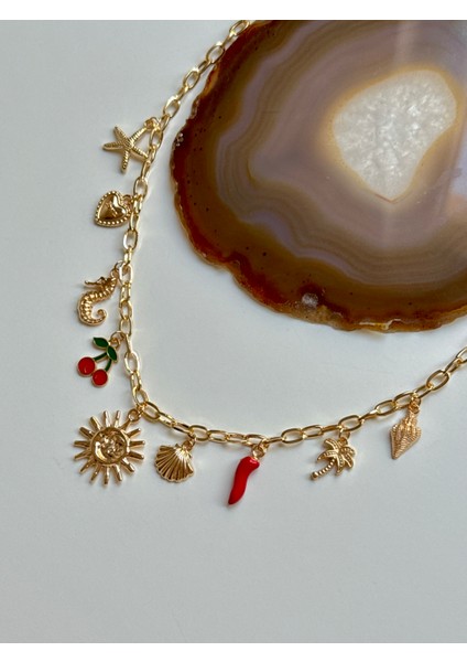 316L Çelik Sallantılı Charmlı Kolye