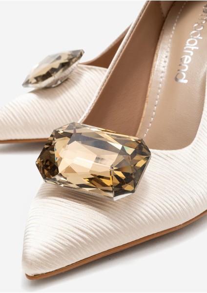 Elmas Taşlı Kadın Stiletto Ayakkabı Ten modelleri