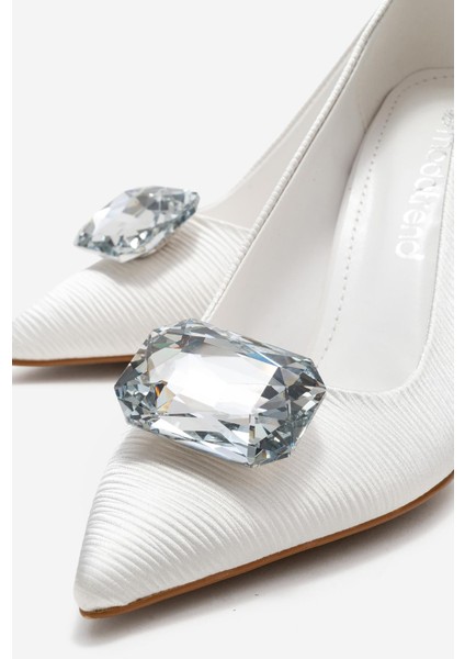 Elmas Taşlı Kadın Stiletto Ayakkabı Beyaz modelleri