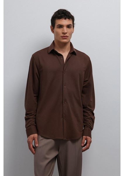 Kahve Relax Fit Erkek Gömlek
