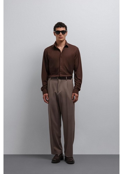 Kahve Relax Fit Erkek Gömlek fiyatları