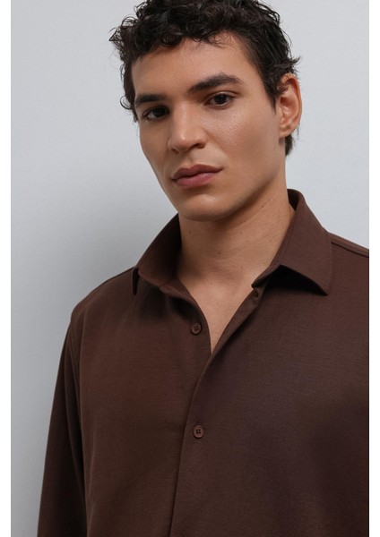 Kahve Relax Fit Erkek Gömlek fırsatları