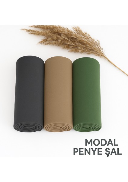 Penye Şal 3 Set Kalite Penye Şal (Füme Pudra Haki Yeşil) Modal