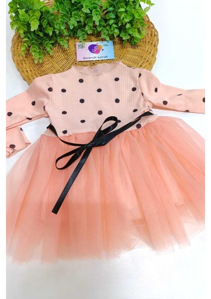 Kız Bebek/çocuk Puantiyeli Tütü Etekli Ince Uzun Kollu Elbise Doğum Günü Özel Gün fiyatları