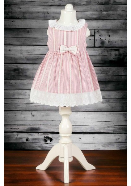 %100 Pamuk Kız Bebek/çocuk Dantelli Fiyonklu Kolsuz Elbise fiyatları