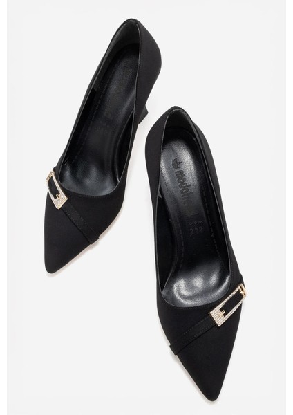 Kadın Ön Uzun Tokalı Topuklu Ayakkabı Siyah Zra indirimleri