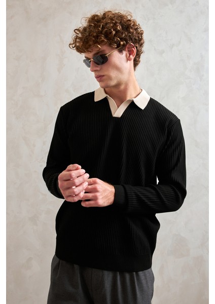 Erkek Polo Yaka Nopeli Oversize Triko Kazak fiyatları