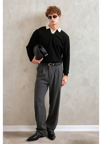 Erkek Polo Yaka Nopeli Oversize Triko Kazak indirimleri