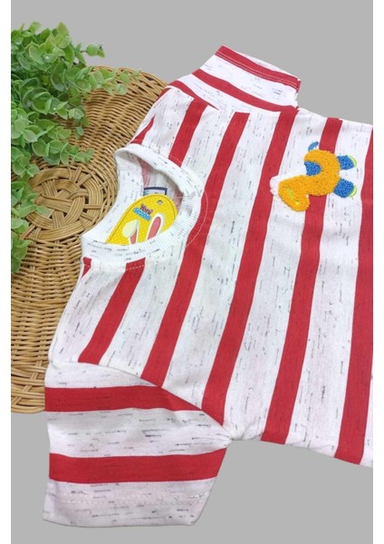 Çocuk Erkek/kız Çizgili Nakışlı 2'li Alt Üst Takım Unısex Yazlık Ince Kısa Kollu indirimleri