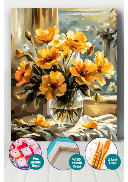 Sarı Çiçeklerin Hatırası Sayılarla Boyama Seti