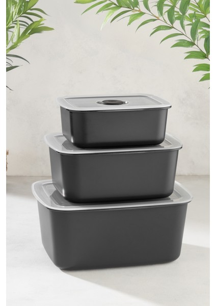 3’lü Vakumlu Saklama Kabı Seti – Hava Geçirmez / Erzak Saklama Kabı -Antrasit fırsatları