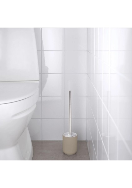 2'li Banyo Seti - Banyo Çöp Kutusu / Kovası 3 Lt ve Tuvalet Fırçası 38CM - Bej modelleri