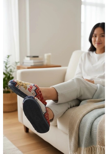 Yumuşak Kaymaz Taban Motifli Köpek Figürlü Ev Terlik