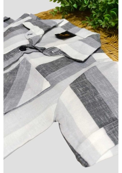 Erkek Çocuk Renkli Yazlık Kısa Kollu Gömlek Saten Şortlu 2li Takım Bayramlık Takım/tam Kalıp