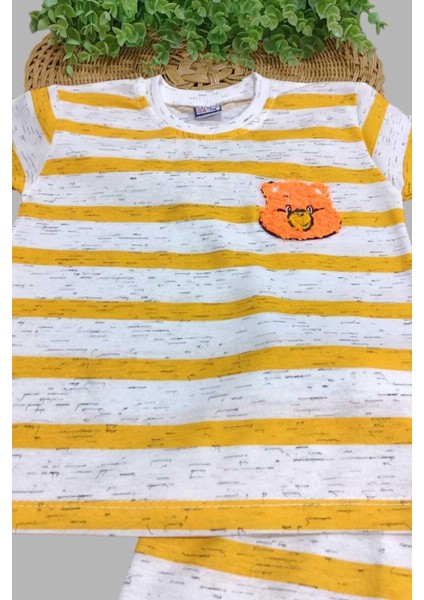 Çocuk Erkek/kız Çizgili Nakışlı 2'li Alt Üst Takım Unısex Yazlık Ince Kısa Kollu fırsatları