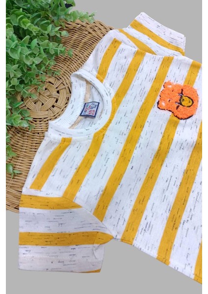 Çocuk Erkek/kız Çizgili Nakışlı 2'li Alt Üst Takım Unısex Yazlık Ince Kısa Kollu indirimleri