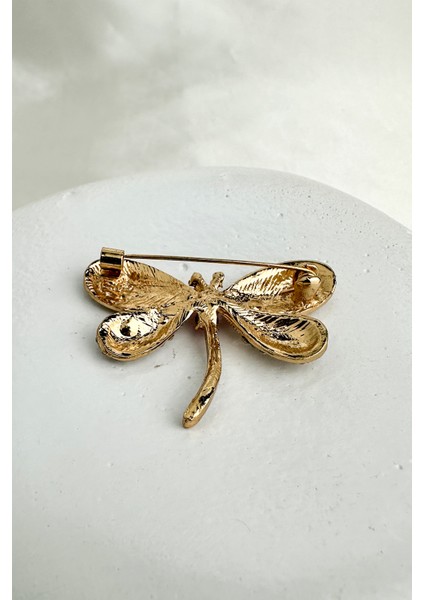 Altın Rengi Çok Taşlı Pembe Renk Detay Yusufçuk Broş (4cm) modelleri