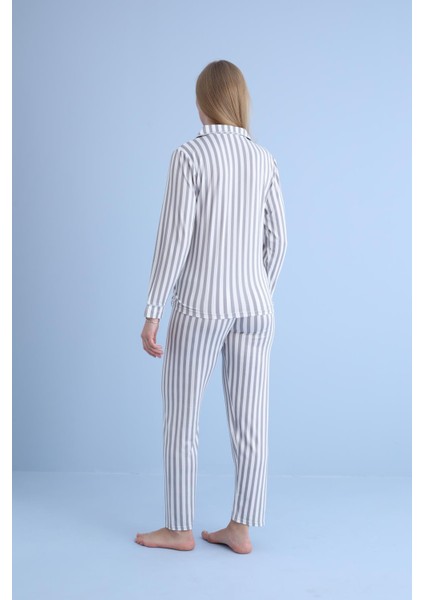 Kadın Milan Genç Önden Düğmeli Pijama Takımı | Gri 50905-1231 modelleri