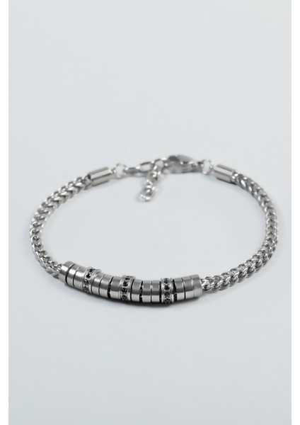 Ikonik Detaylı 21 cm Çelik Erkek Bileklik