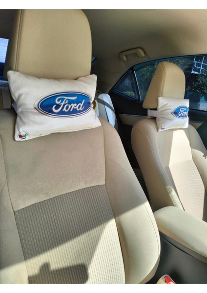 Ford Logo Baskılı Tüm Modellere Uyumlu Araç Boyun Yastığı, Baby Face Kumaş