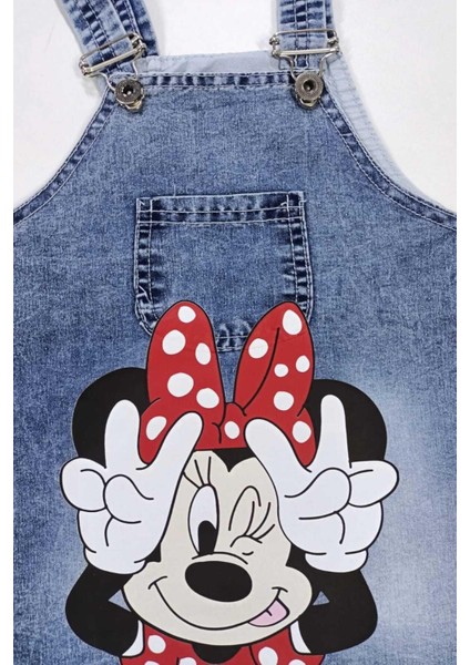 1-5yaş Kız Çocuk Kot Jile Minnie Mouse Baskılı Denim Elbise fiyatları