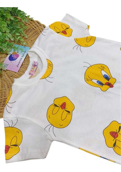Kız Çocuk Tweety Baskılı 2'li Alt Üst Takım Yazlık Ince Kısa Kollu fırsatları