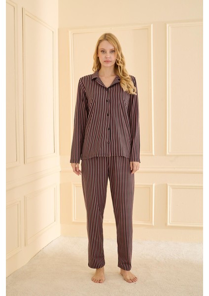 Kadın Sandy Genç Önden Düğmeli Pijama Takımı | Pudra 19103-129