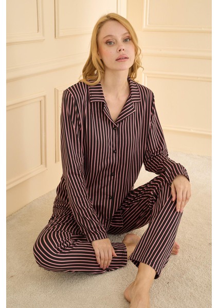 Kadın Sandy Genç Önden Düğmeli Pijama Takımı | Pudra 19103-129 fiyatları