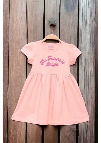Kız Çocuk Baskılı Kısa Kollu Penye Elbise Yazlık