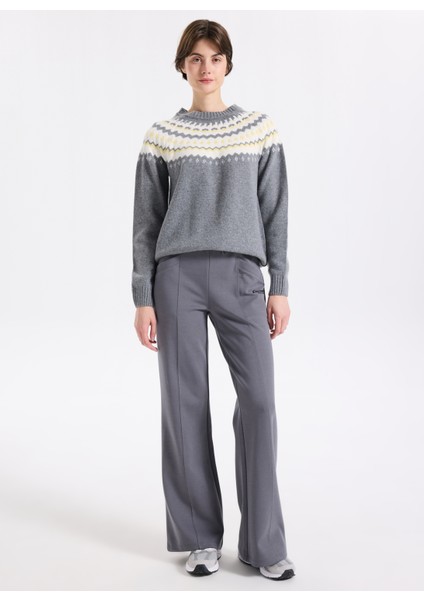 D4WL-EA3042 Antrasit Flare Düz Kadın Eşofman Altı