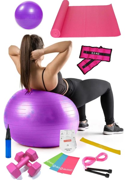 13 Lü Pilates Seti Topu 3 Lü Pilates Bandı Lastiği Dambıl Minder Atlama Ipi Ağırlık Kum Torbası fiyatları