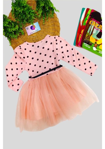 Kız Bebek Çocuk Puantiyeli Prenses Kabarık Tütü Elbise Uzun Kol Esnek Likralı fırsatları