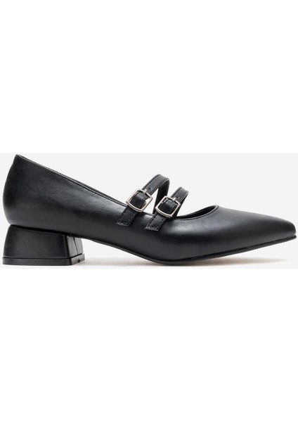 Kadın 2 Biyeli Topuklu Ayakkabı; Siyah Cilt fiyatları