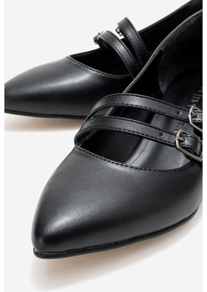 Kadın 2 Biyeli Topuklu Ayakkabı; Siyah Cilt modelleri