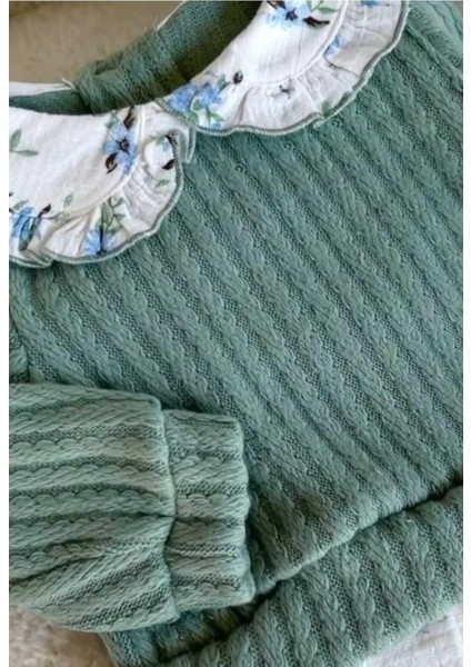 Kız Bebek Yaka Detaylı Üstü Örme Ince Triko Altı Müslin Elbise 3-6-9-12-18-24AY fiyatları