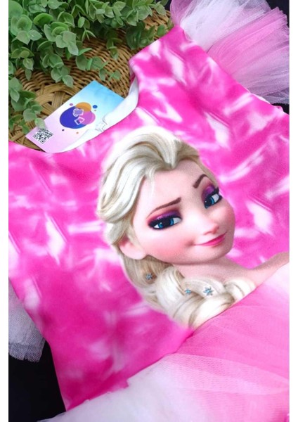 Kız Çocuk Taç Hediyeli Frozen Elsa Prenses Tütülü Elbise Kol Detaylı indirimleri