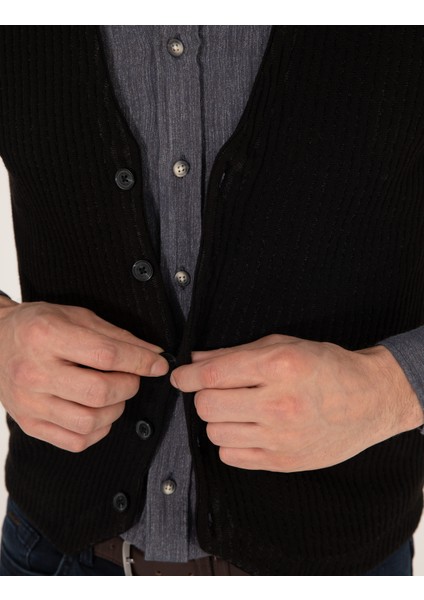 Erkek Siyah Triko Yelek 50263175-VR046