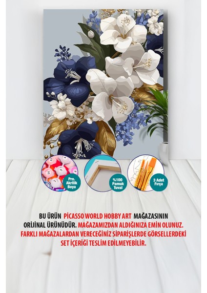 Mavi Beyaz Çiçekler Sayılarla Boyama Seti fiyatları
