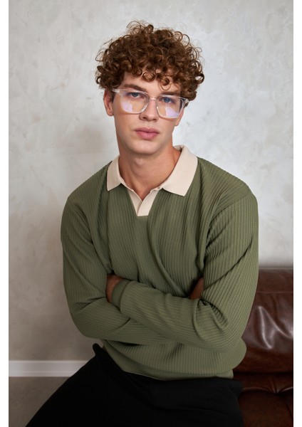 Erkek Polo Yaka Nopeli Oversize Triko Kazak fiyatları