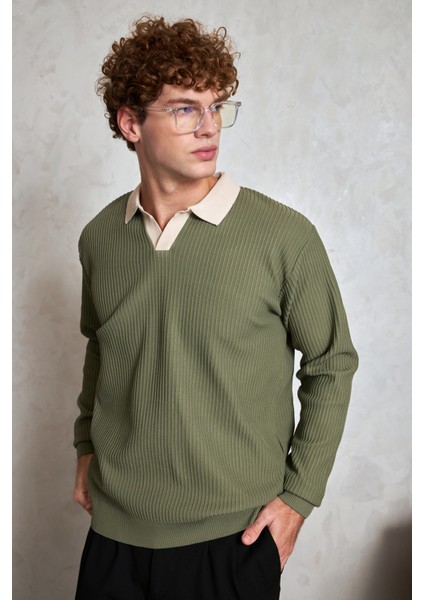 Erkek Polo Yaka Nopeli Oversize Triko Kazak modelleri