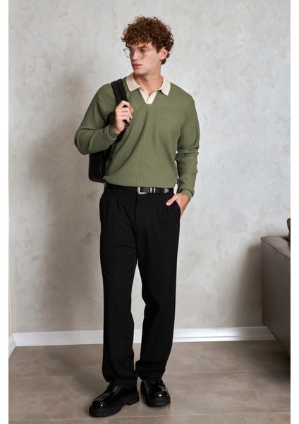 Erkek Polo Yaka Nopeli Oversize Triko Kazak indirimleri